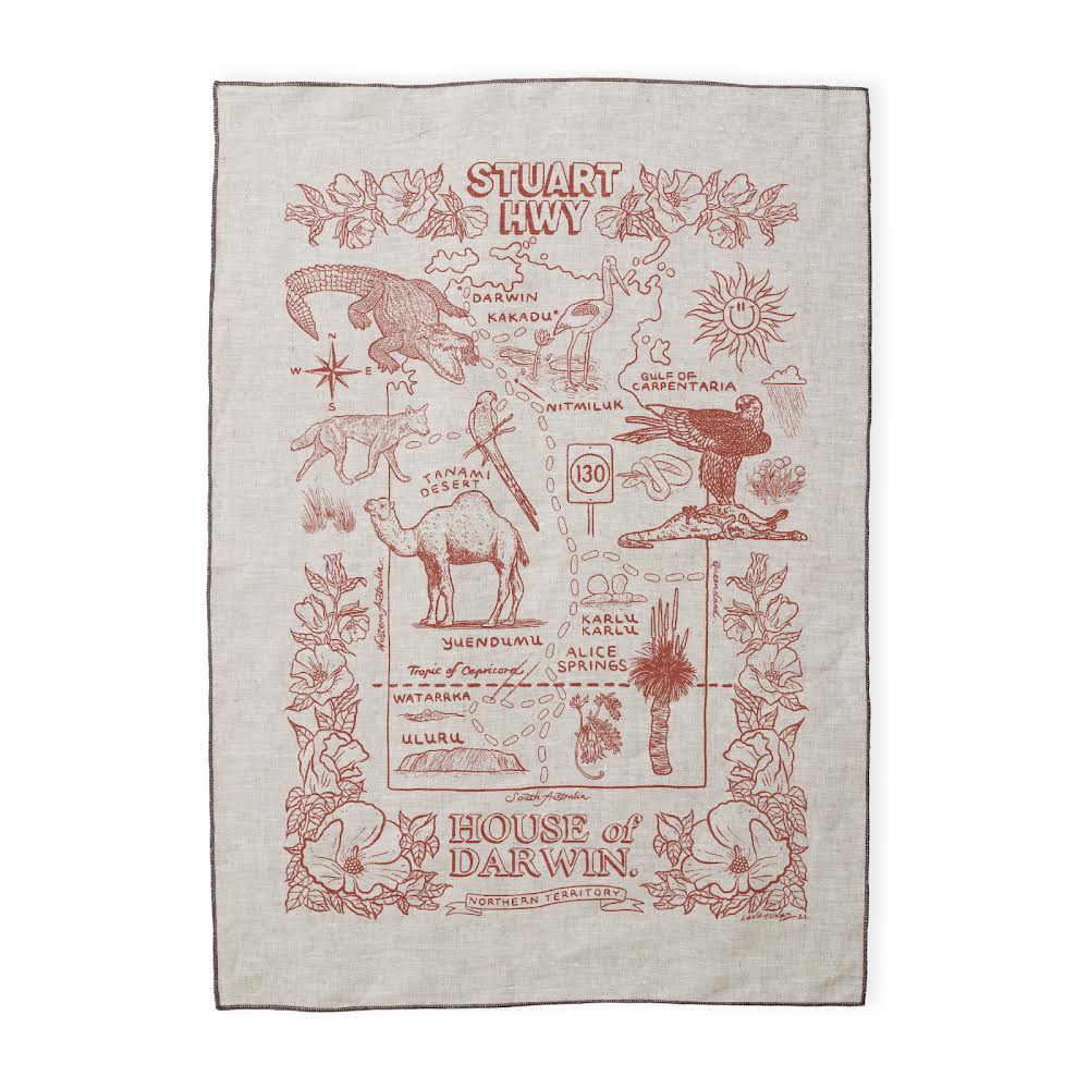 Stuart HWY Tea Towel - Red